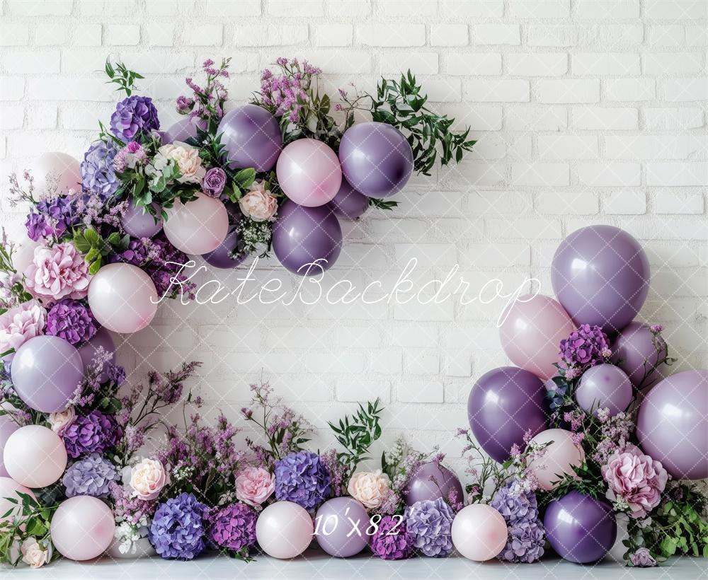 Lightning Deals Kate Floral Purple Balloon Backdrop Designed by Patty Robert -UK