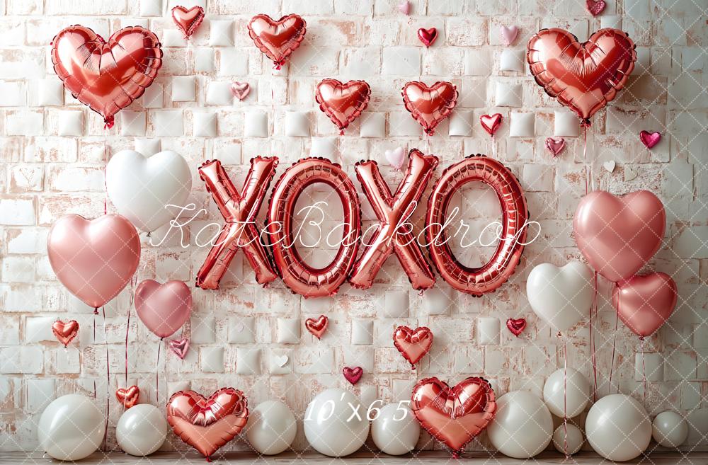 Lightning Deals Kate Valentine's Day Pink Heart Balloon Backdrop Designed by Emetselch