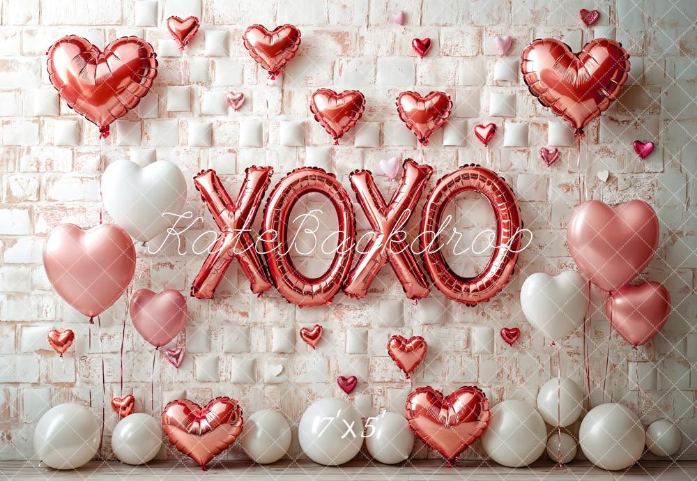 Lightning Deals Kate Valentine's Day Pink Heart Balloon Backdrop Designed by Emetselch