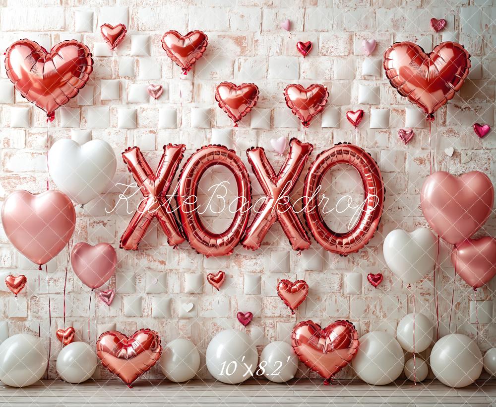 Lightning Deals Kate Valentine's Day Pink Heart Balloon Backdrop Designed by Emetselch