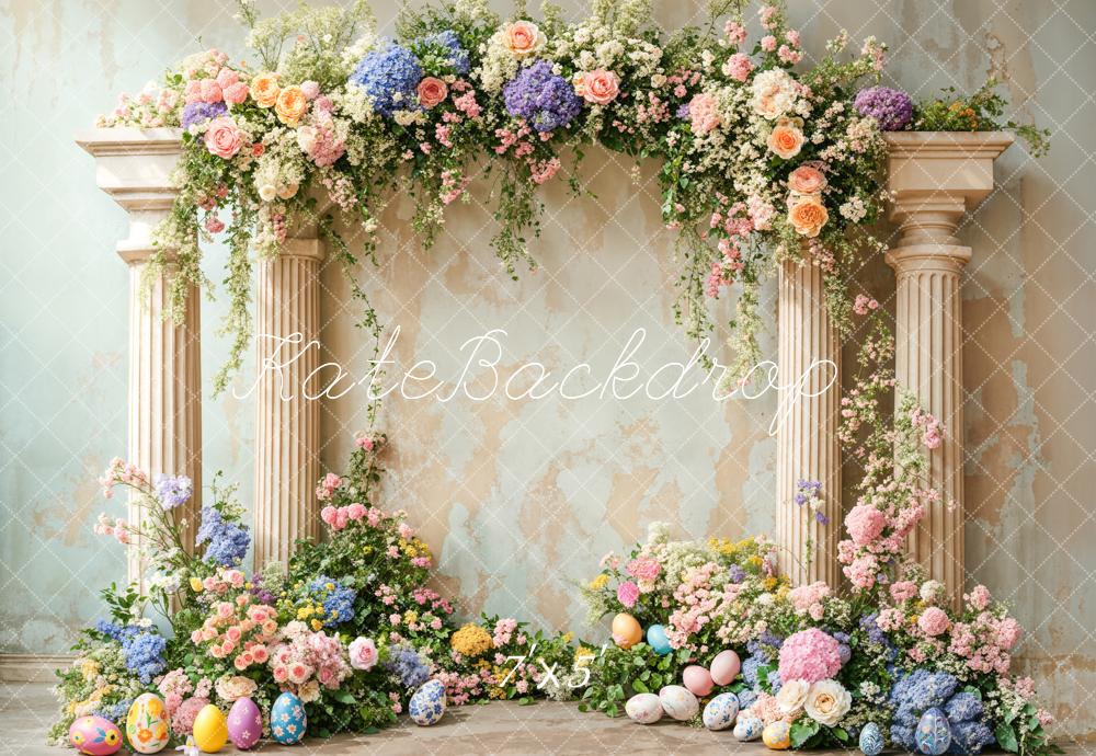 Lightning Deals Kate Easter Colorful Flower Retro Arch Backdrop Designed by Emetselch -UK