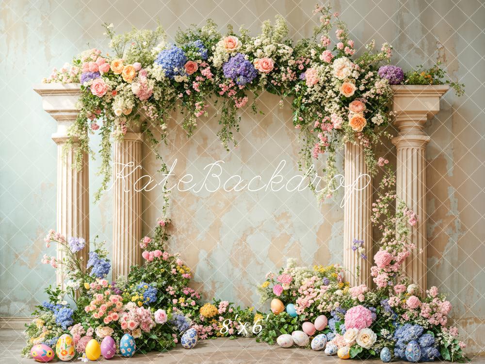 Lightning Deals Kate Easter Colorful Flower Retro Arch Backdrop Designed by Emetselch -UK