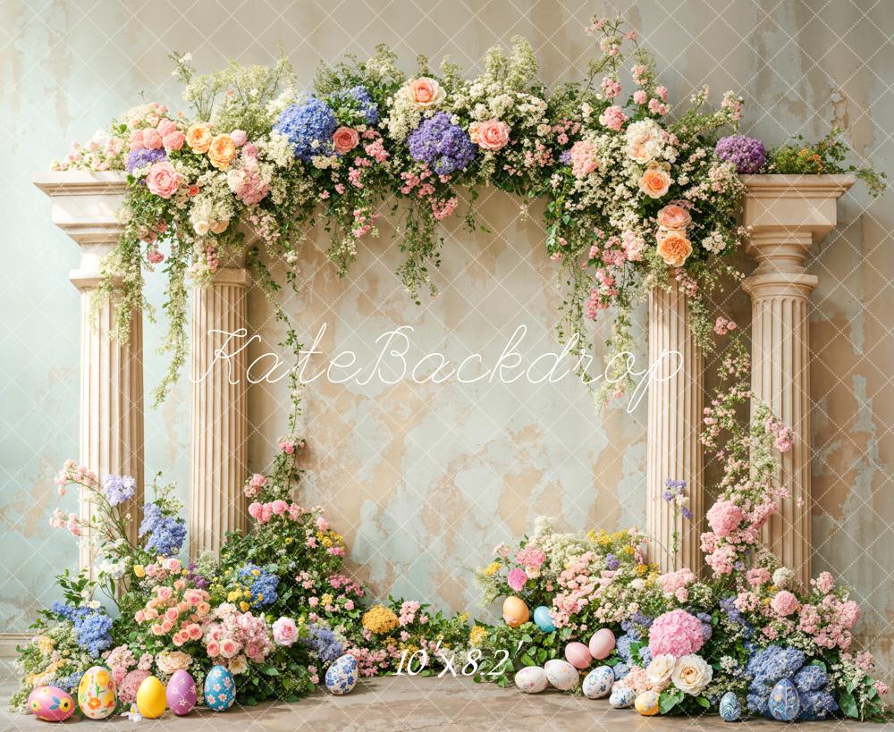 Lightning Deals Kate Easter Colorful Flower Retro Arch Backdrop Designed by Emetselch -UK