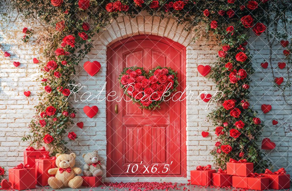 On Sale Kate Valentine's Day Red Roses Door Arch Backdrop Designed by Emetselch