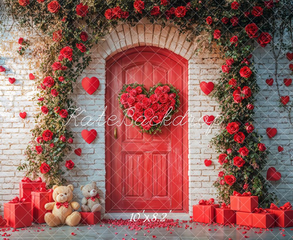 Lightning Deals Kate Valentine's Day Red Roses Door Arch Backdrop Designed by Emetselch -UK