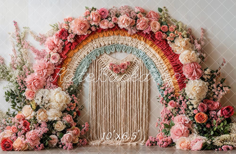 Kate Spring Boho Flower Rainbow Arch Backdrop Designed by Emetselch -UK