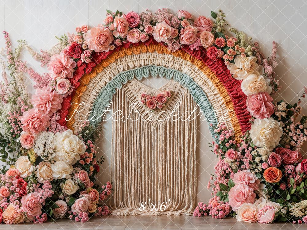 Kate Spring Boho Flower Rainbow Arch Backdrop Designed by Emetselch -UK