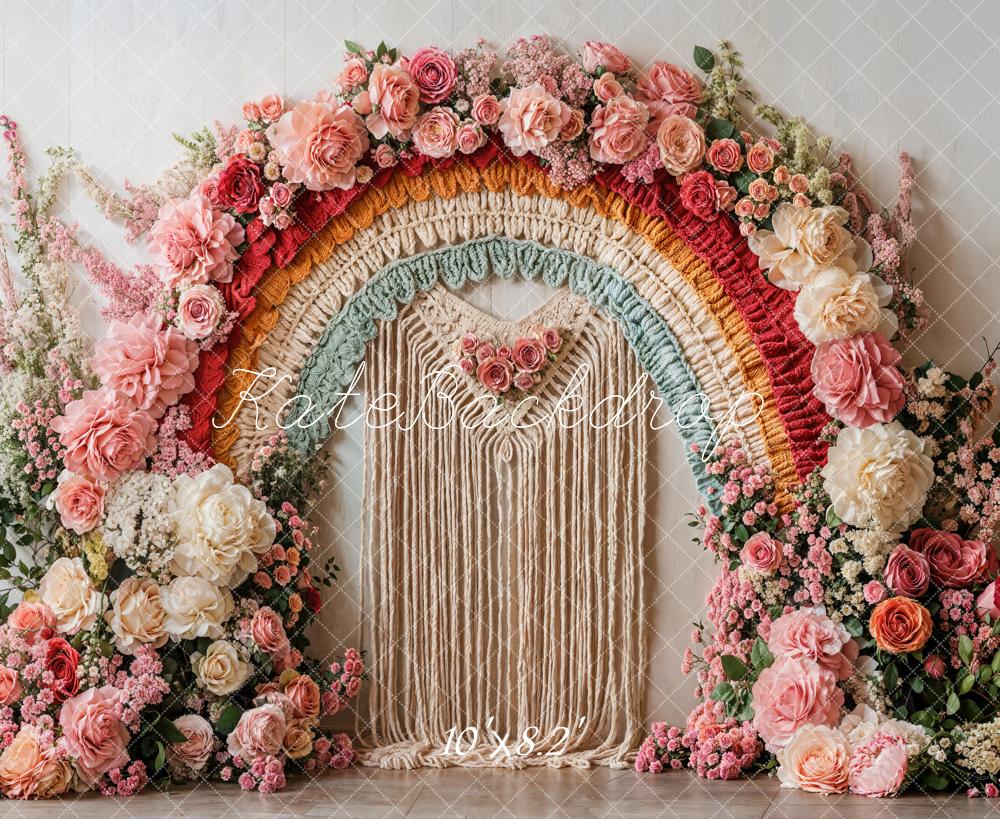 Kate Spring Boho Flower Rainbow Arch Backdrop Designed by Emetselch -UK