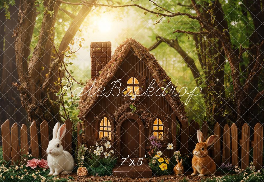 Lightning Deals Kate Easter Forest Bunny Cottage Backdrop Designed by Emetselch