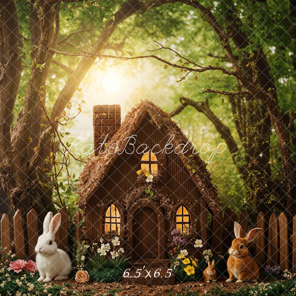 Lightning Deals Kate Easter Forest Bunny Cottage Backdrop Designed by Emetselch