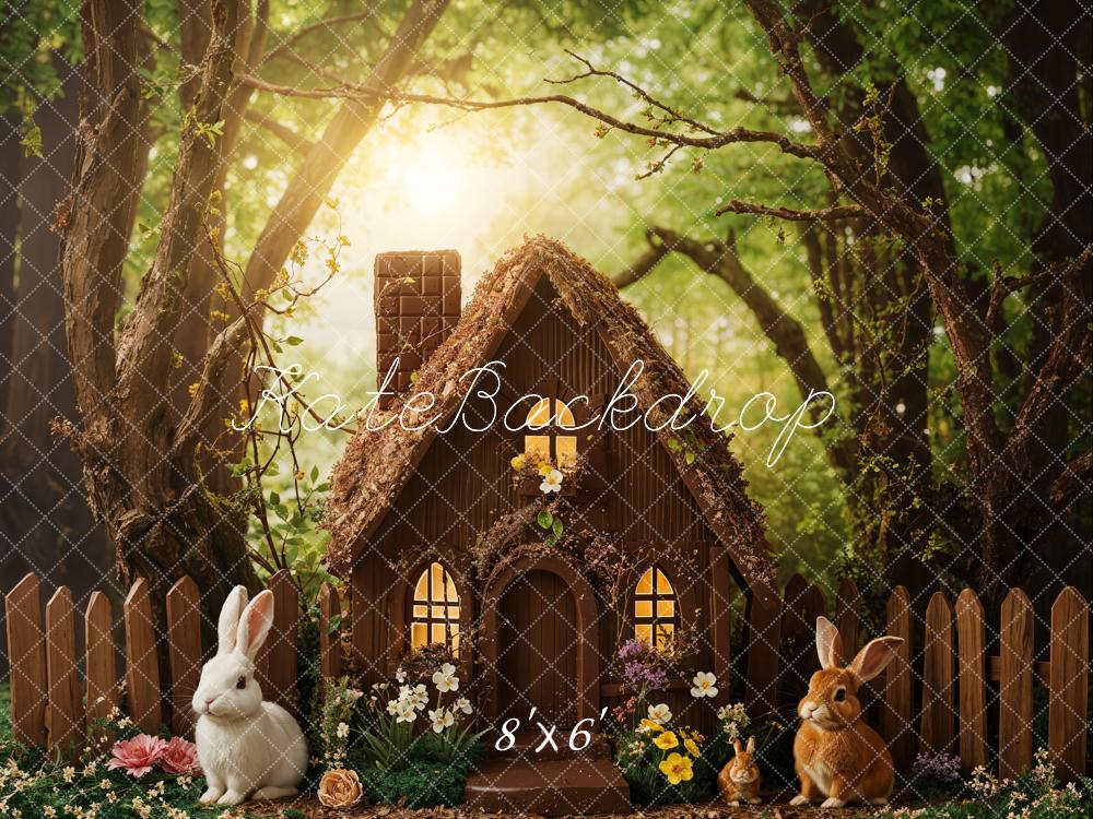 Lightning Deals Kate Easter Forest Bunny Cottage Backdrop Designed by Emetselch -UK