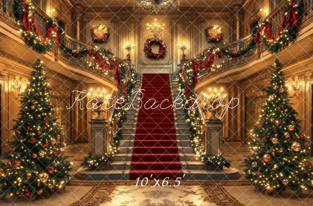 Lightning Deals Kate Christmas Tree Cascading Stairs Retro Backdrop Designed by Lidia Redekopp -UK