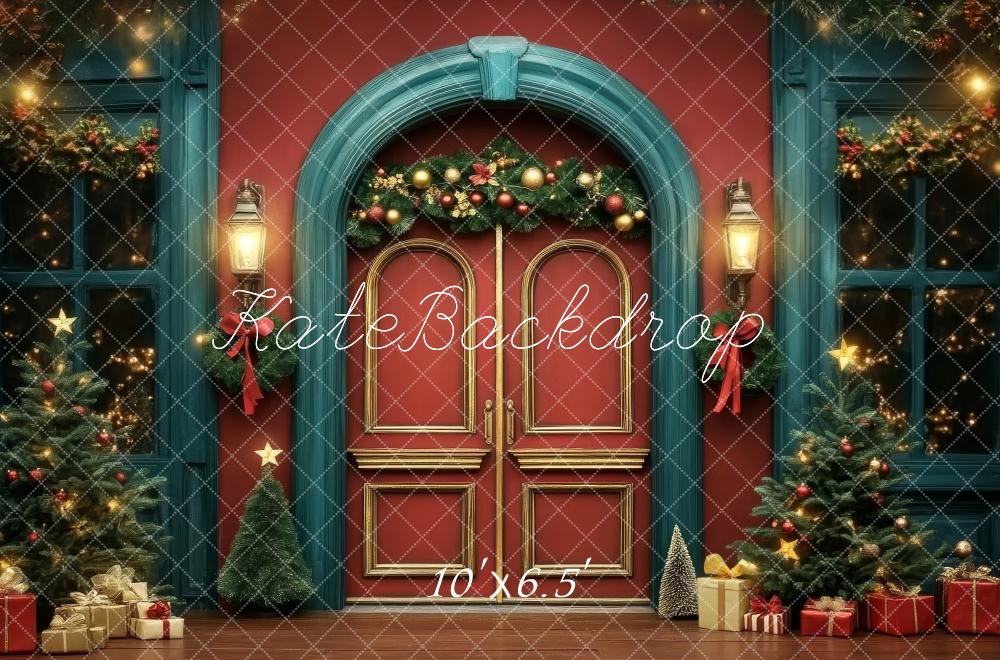 Kate Christmas Double Door Red Blue Backdrop Designed by Lidia Redekopp -UK