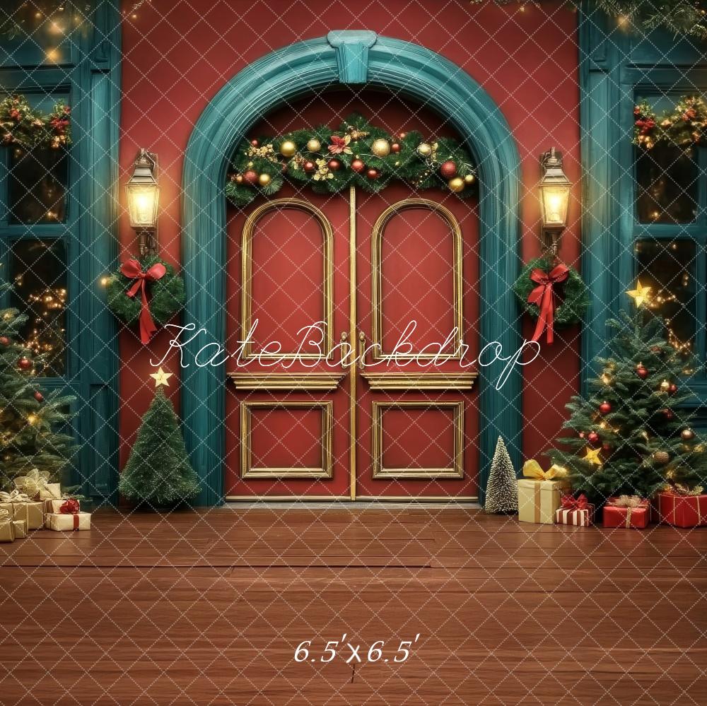 Kate Christmas Double Door Red Blue Backdrop Designed by Lidia Redekopp -UK