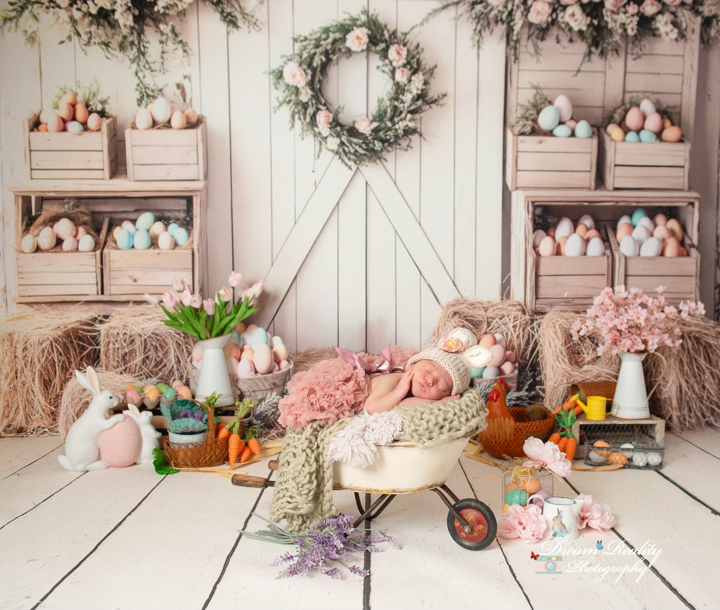 Kate Easter Floral Egg Farmhouse Backdrop Designed by Emetselch -UK