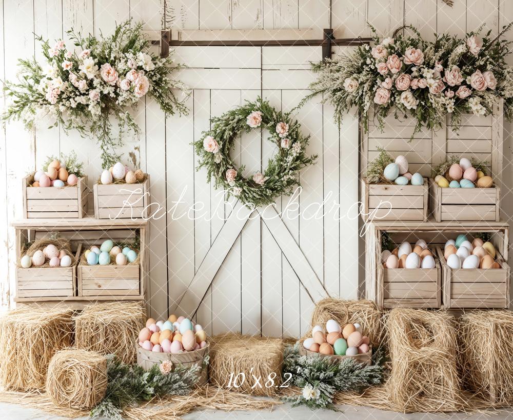 Kate Easter Floral Egg Farmhouse Backdrop Designed by Emetselch -UK