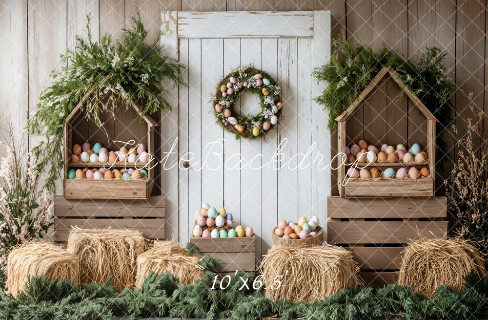 Lightning Deals Kate Easter Egg Rustic Barn Door Backdrop Designed by Emetselch -UK