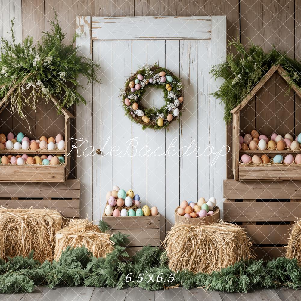 Lightning Deals Kate Easter Egg Rustic Barn Door Backdrop Designed by Emetselch -UK