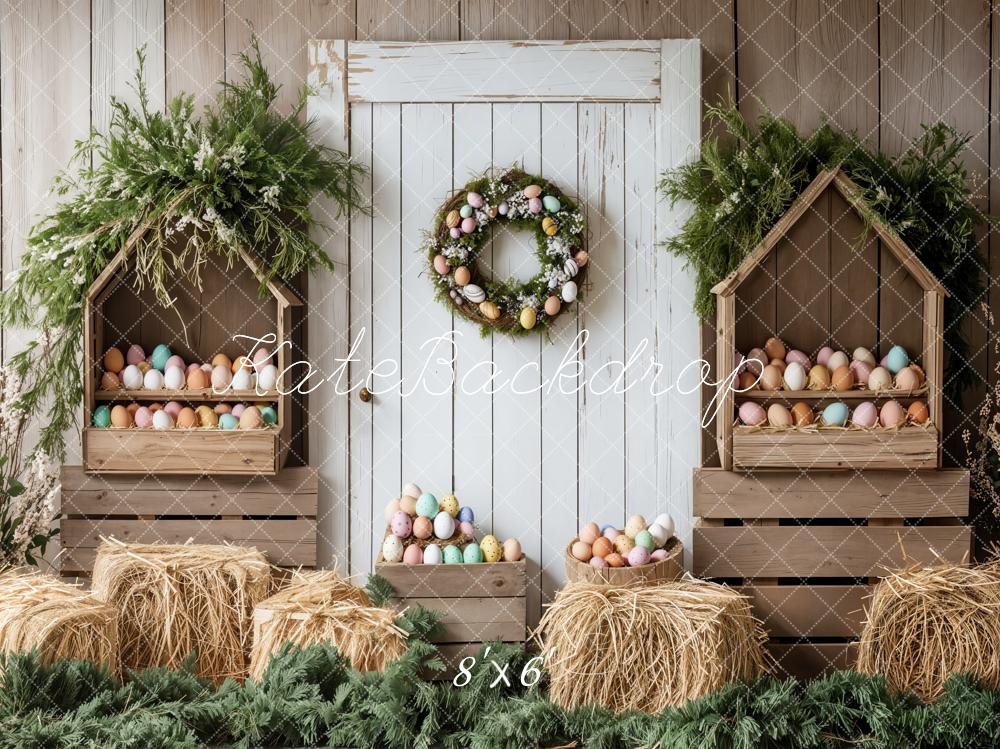 Lightning Deals Kate Easter Egg Rustic Barn Door Backdrop Designed by Emetselch -UK