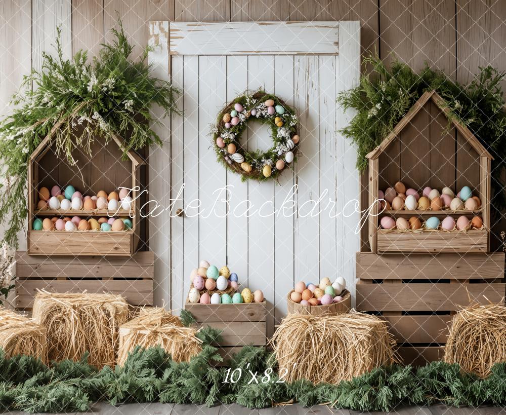 Lightning Deals Kate Easter Egg Rustic Barn Door Backdrop Designed by Emetselch -UK