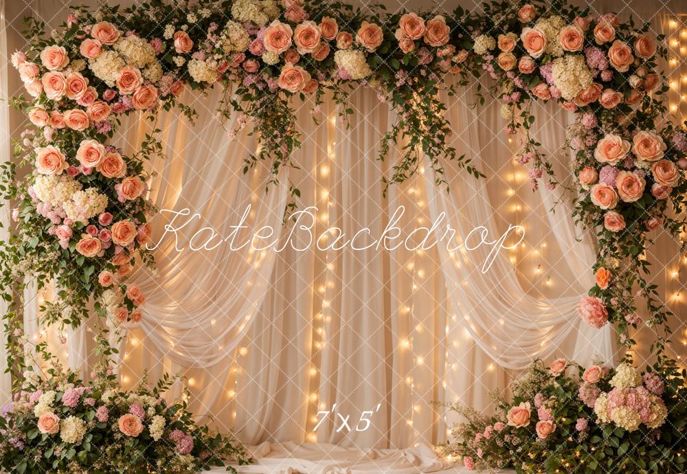 Lightning Deals Kate Spring Romantic Curtains Floral Arch Backdrop Designed by Emetselch -UK