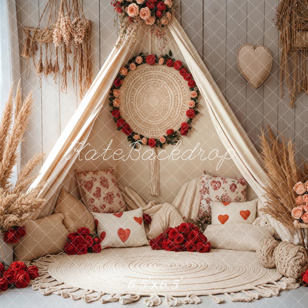 Lightning Deals Kate Spring Boho Romantic Floral Tent Backdrop Designed by Emetselch