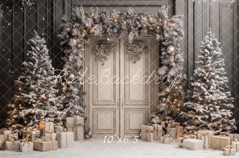 Kate Christmas Tree Retro Door Snowy Backdrop Designed by Lidia Redekopp -UK