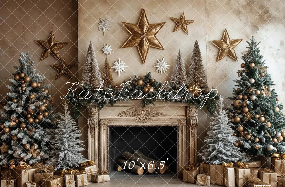 Lightning Deals Kate Christmas Tree Fireplace Stars Backdrop Designed by Patty Robert -UK