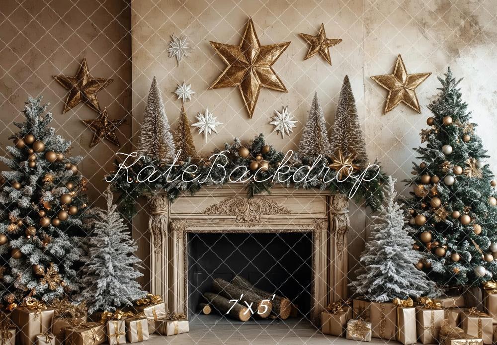 Lightning Deals Kate Christmas Tree Fireplace Stars Backdrop Designed by Patty Robert -UK