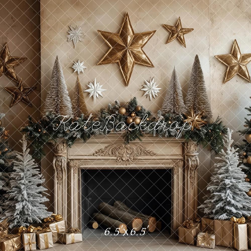 Lightning Deals Kate Christmas Tree Fireplace Stars Backdrop Designed by Patty Robert -UK