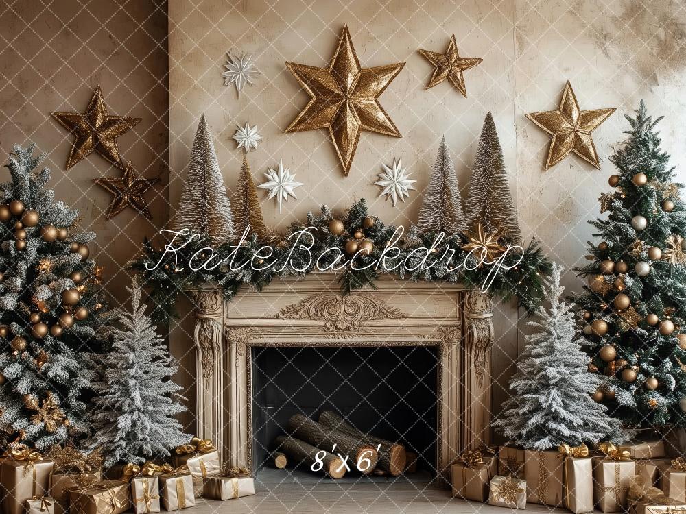 Lightning Deals Kate Christmas Tree Fireplace Stars Backdrop Designed by Patty Robert -UK