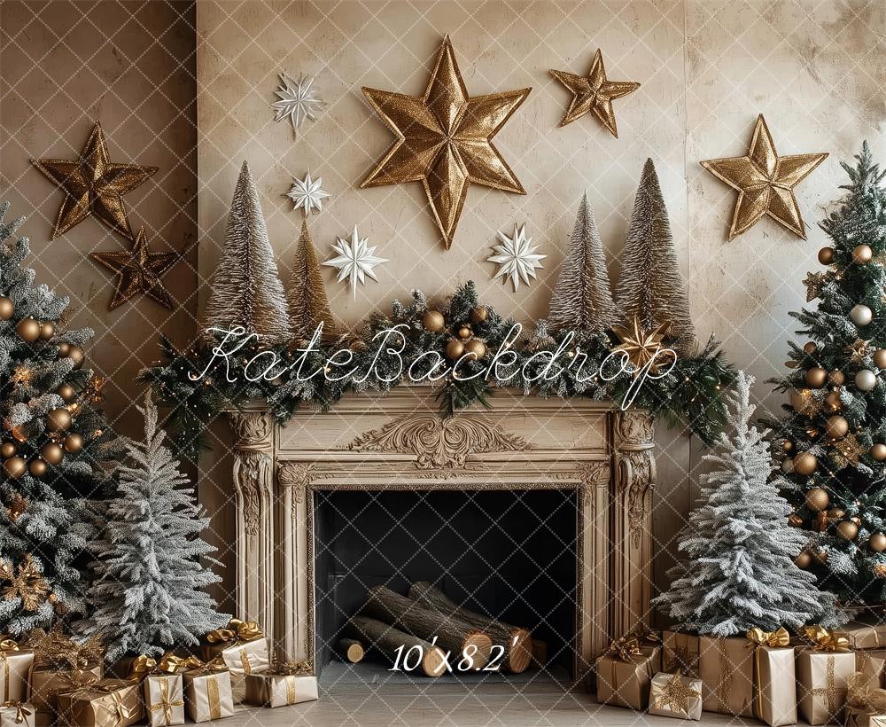 Lightning Deals Kate Christmas Tree Fireplace Stars Backdrop Designed by Patty Robert -UK