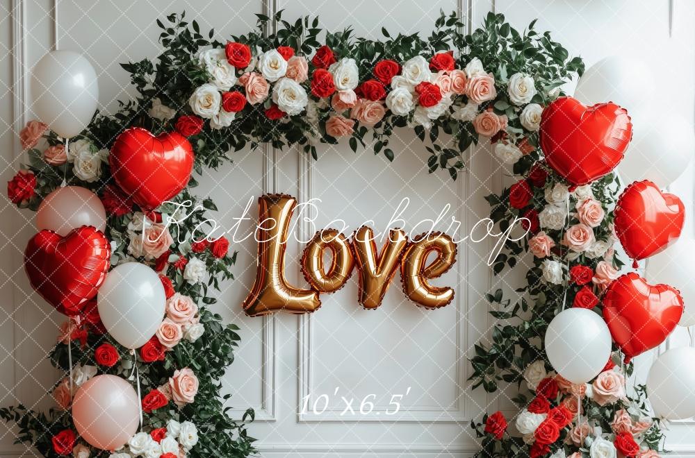 Lightning Deals Kate Valentine's Day Love Balloon Flower Arch Backdrop Designed by Patty Robert -UK