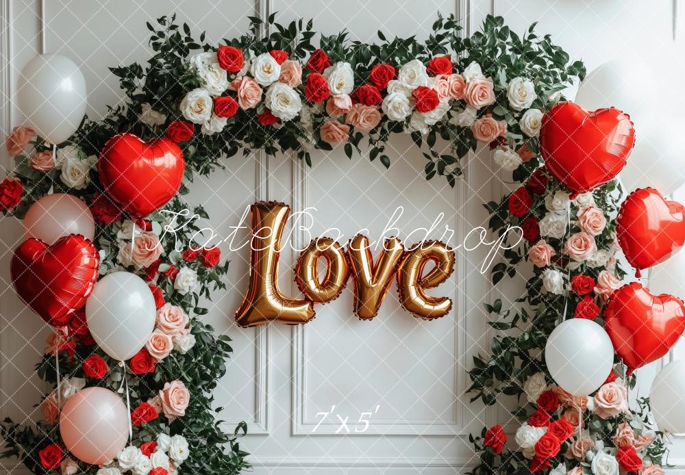 Lightning Deals Kate Valentine's Day Love Balloon Flower Arch Backdrop Designed by Patty Robert -UK