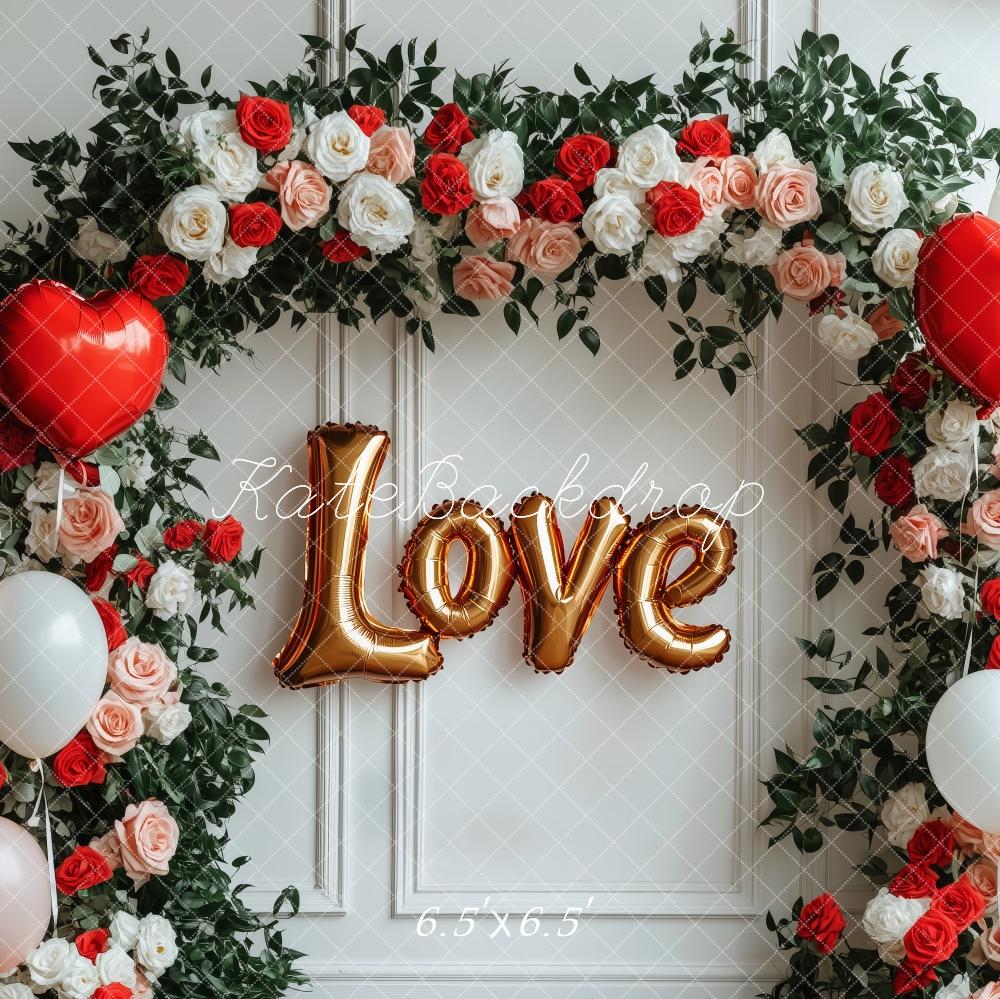 Lightning Deals Kate Valentine's Day Love Balloon Flower Arch Backdrop Designed by Patty Robert -UK