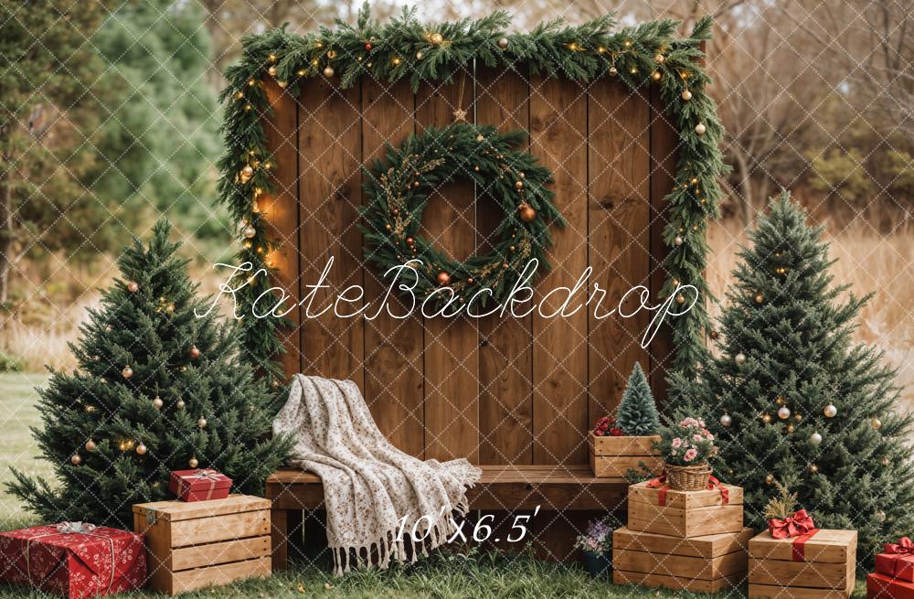 On Sale Kate Christmas Forest Rustic Wooden Barn Backdrop Designed by Emetselch -UK