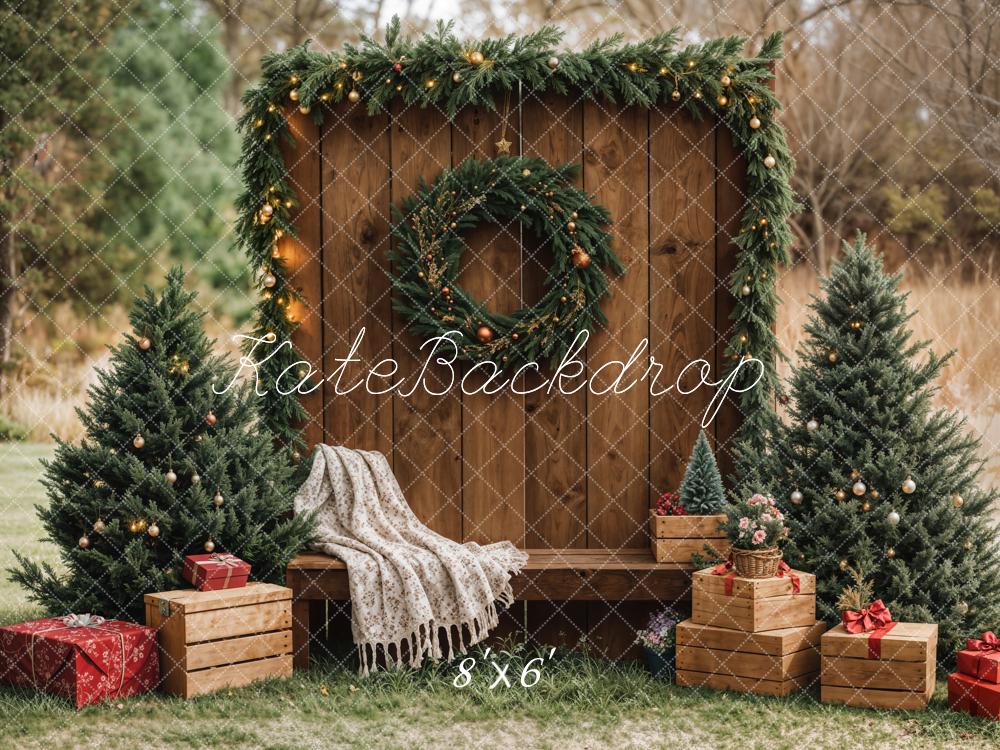 On Sale Kate Christmas Forest Rustic Wooden Barn Backdrop Designed by Emetselch -UK