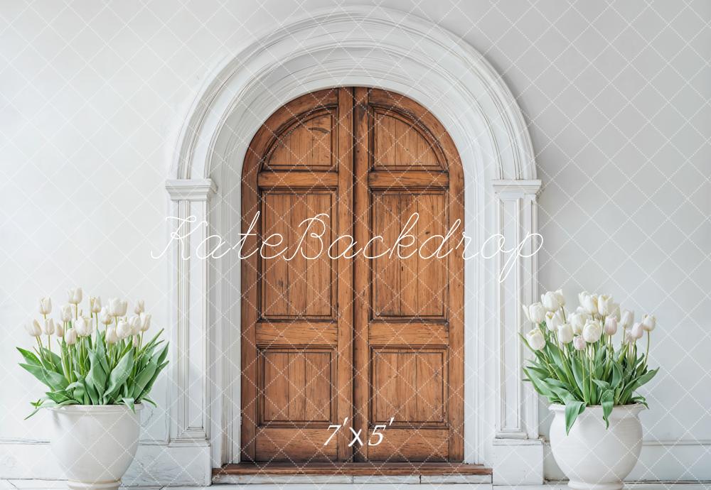 Kate Spring Wooden Arched Door Tulips Backdrop Designed by Emetselch -UK