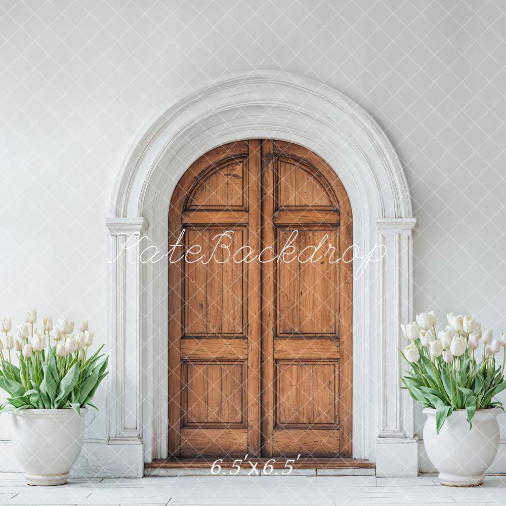 Kate Spring Wooden Arched Door Tulips Backdrop Designed by Emetselch -UK