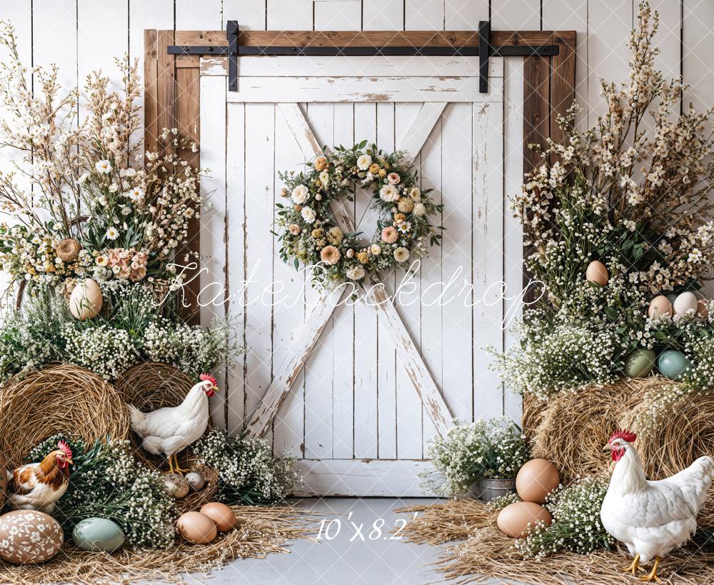 Kate Easter Farmhouse Spring Floral Backdrop Designed by Emetselch -UK