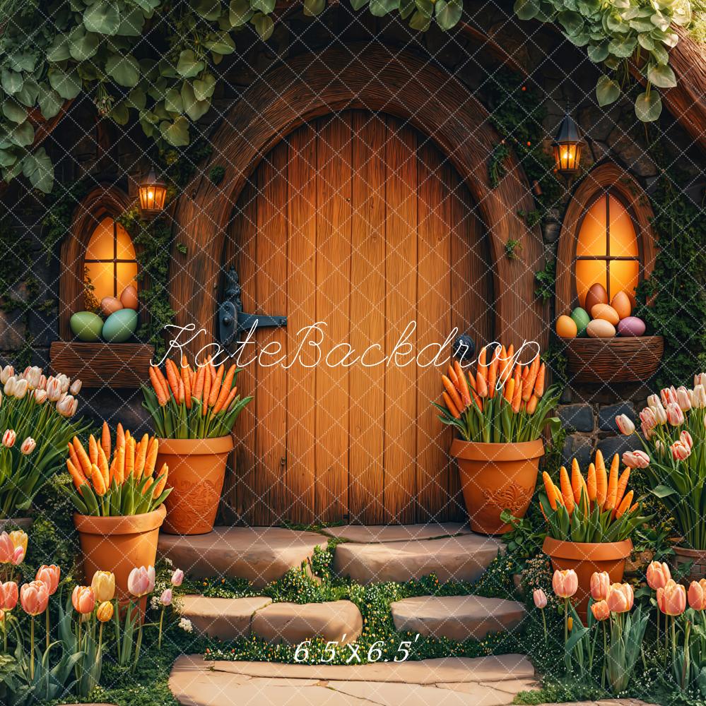 Kate Easter Hobbit House Tulips Carrots Backdrop Designed by Emetselch -UK