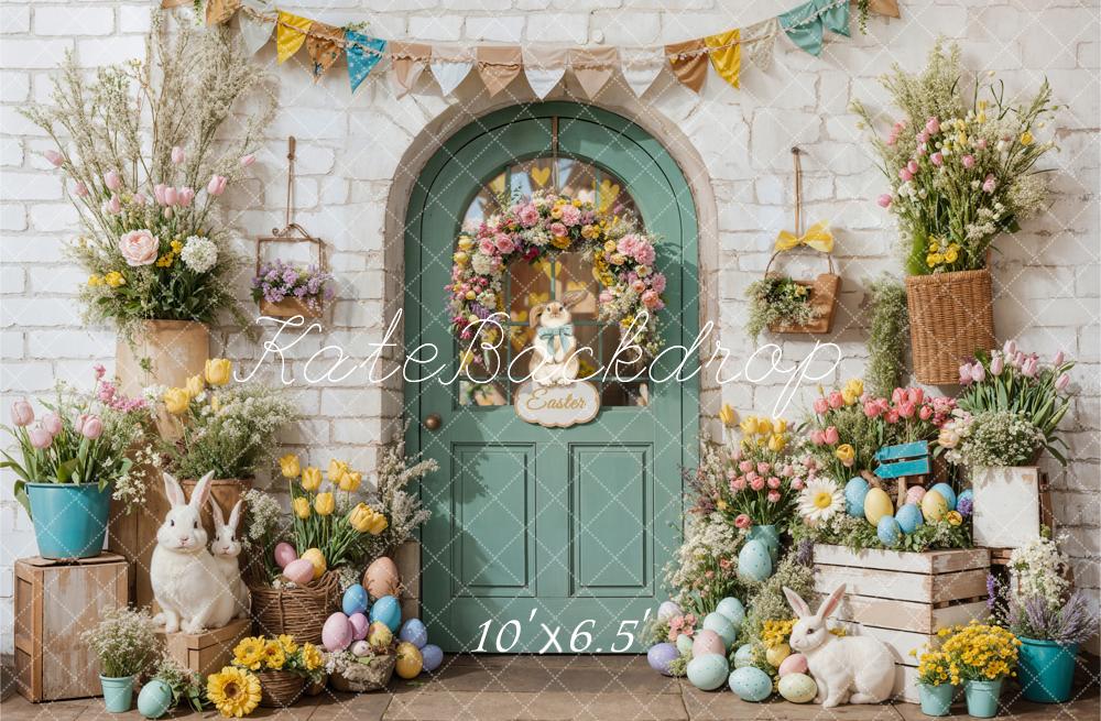 Kate Easter Bunny Floral Door Backdrop Designed by Emetselch -UK