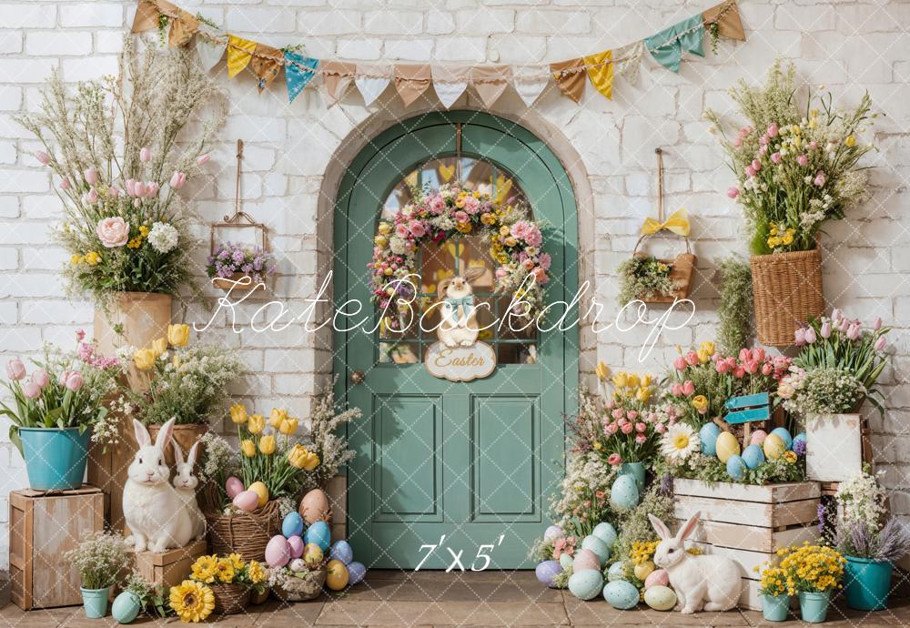 Kate Easter Bunny Floral Door Backdrop Designed by Emetselch -UK