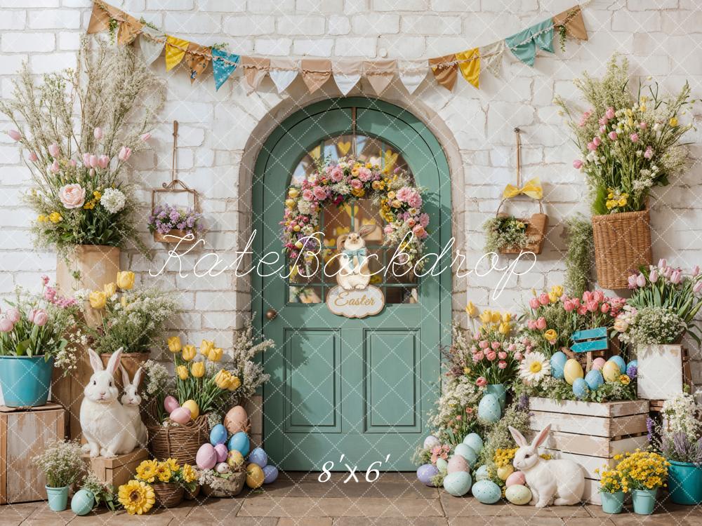 Kate Easter Bunny Floral Door Backdrop Designed by Emetselch -UK