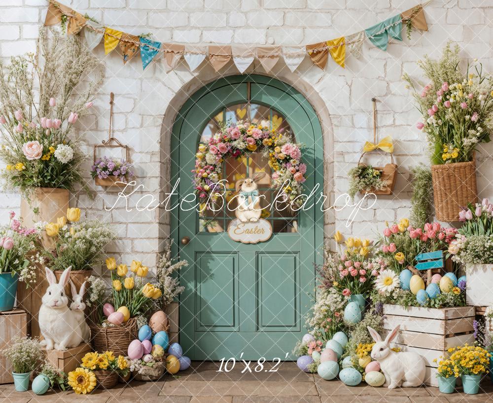 Kate Easter Bunny Floral Door Backdrop Designed by Emetselch -UK