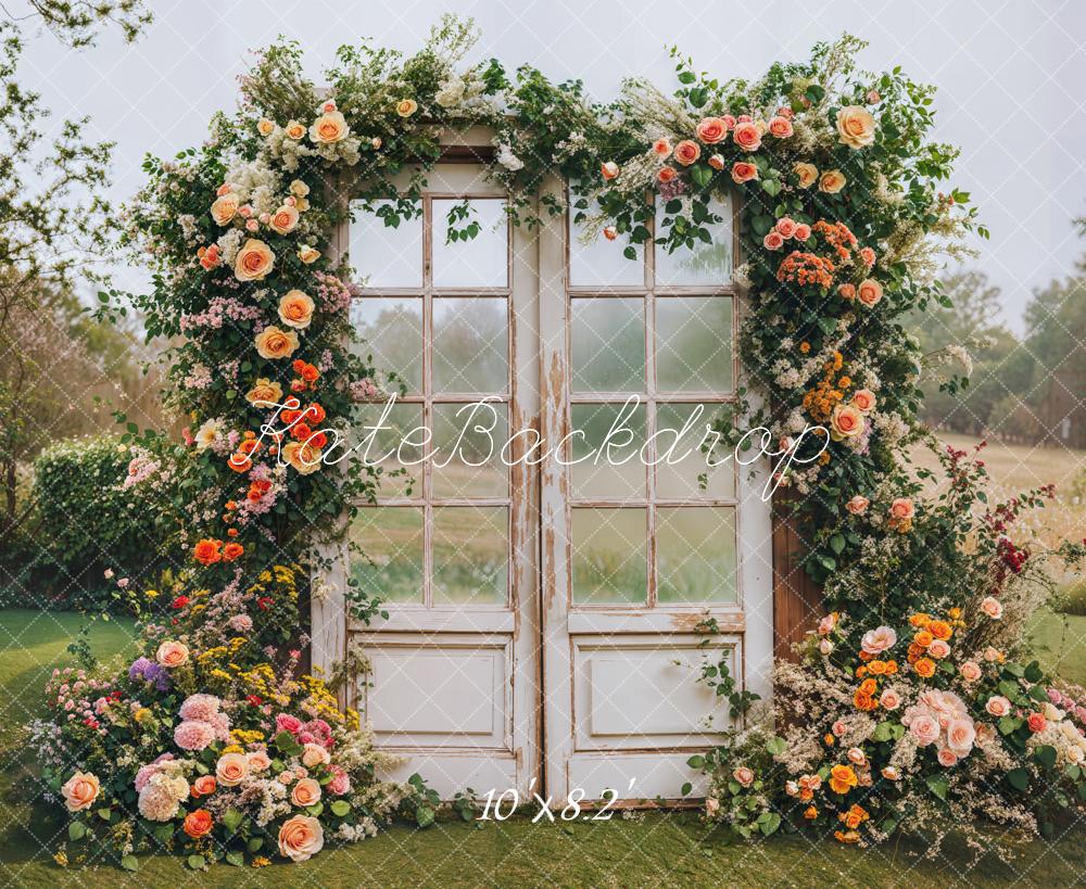 Kate Spring Flower Arch Vintage Door Backdrop Designed by Emetselch -UK