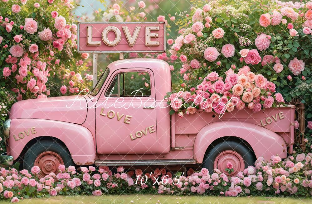 On Sale Kate Valentine Pink Truck Love Roses Backdrop Designed by Emetselch -UK