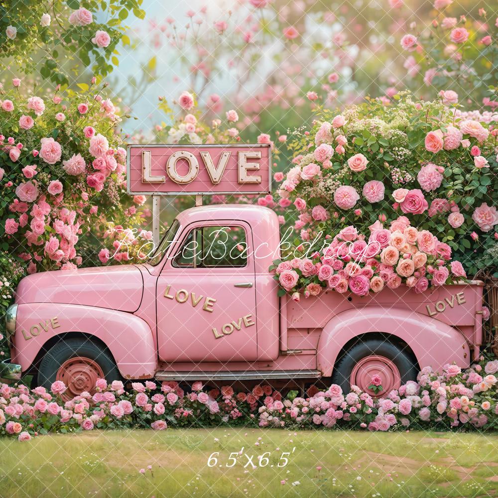 On Sale Kate Valentine Pink Truck Love Roses Backdrop Designed by Emetselch -UK