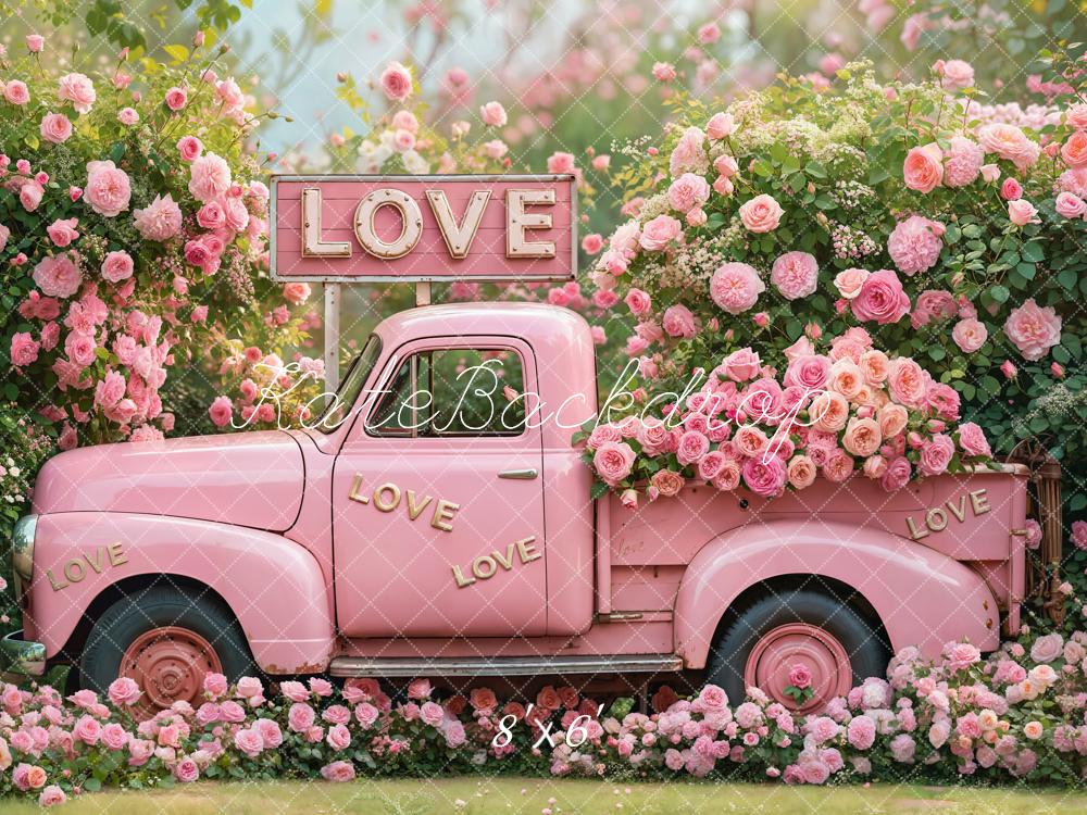 On Sale Kate Valentine Pink Truck Love Roses Backdrop Designed by Emetselch -UK