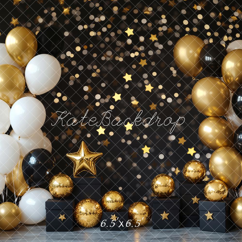 Kate Cake Smash Gold&Black Balloon Backdrop Designed by Emetselch